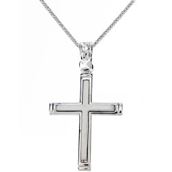 Λευκόχρυσος βαπτιστικός σταυρός Κ14 με αλυσίδα